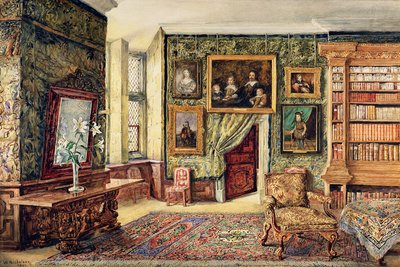 ハードウィックホールの図書館、ダービーシャー、1891年（WC） 作： W. Nicholson