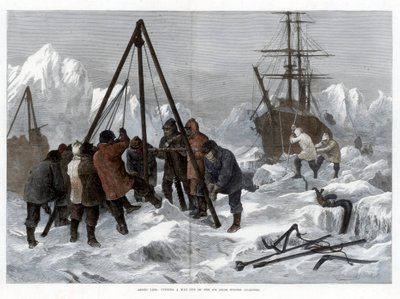 北極圏の生活、冬の氷河からの脱出、1875 作： W. Palmer