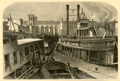 セントルイスの堤防」1874年   作： W. Roberts