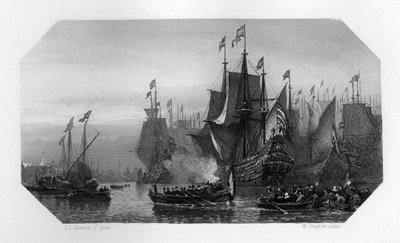 Piet Pieterszoon Heinがオランダの銀艦隊を招集、1629年c1870 作： W. Steelink