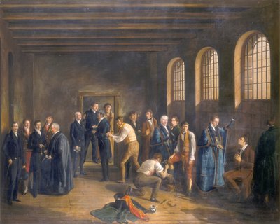 ヘンリー・ファウントレロイの処刑の朝のニューゲート刑務所」1828年 作： W Thomson