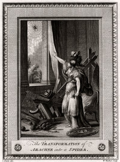 アラクネのクモへの変容、1775 作： W. Walker