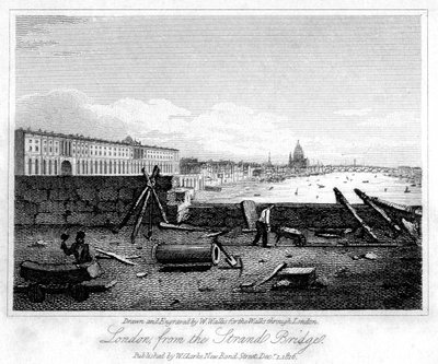 ストランドブリッジからのロンドン、1816年。 作： W. Wallis
