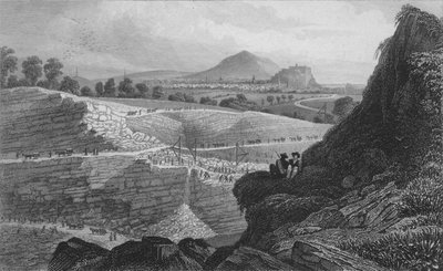 エディンバラ近郊のクレイグレイスの石切り場：1829年に新しい町が建てられました 作： W. Wallis