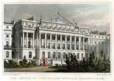 カンバーランドテラス、リージェンツパーク、ロンドン、1829年の中心。 作： W. Wallis