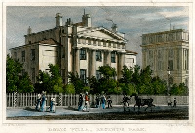 ドリック ヴィラ、リージェンツ パーク、ロンドン、1828 年。 作： W Watkins