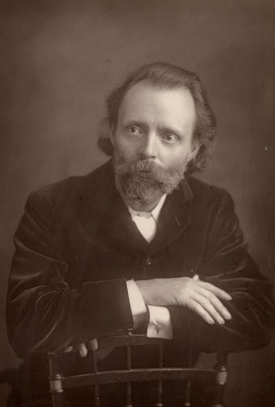 "（トーマス・ヘンリー）ホール・ケイン（1853-1931）イギリスの小説家。ダンテ・ガブリエル・ロセッティの晩年（1881-1882）の伴侶（woodburytype）。 作： W. and D. (after) Downey