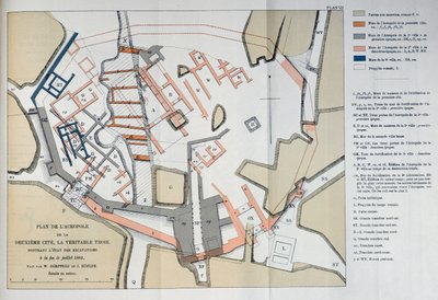 1884年トロイの2番目の都市のアクロポリスの地図 作： W and Hoefler, J. Doerpfeld