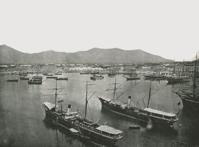 港の概観、パレルモ、シチリア島、イタリア、1895年。 作： W and S Ltd