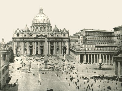 サンピエトロ大聖堂とバチカン市国、ローマ、1895年。 作： W and S Ltd