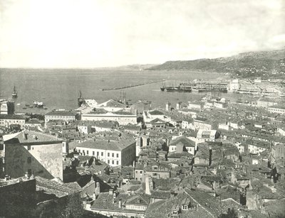 町と港、トリエステ、イタリア、1895。 作： W and S Ltd