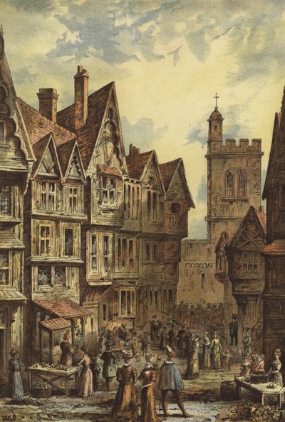 Bucklesbury、Cheapside（chromolitho） 作： Waldo Sargeant