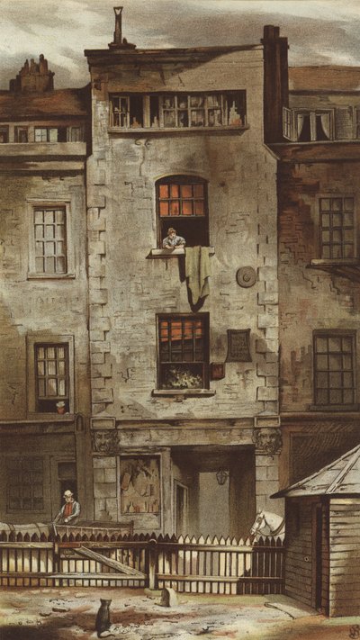 ドライデンの家、フェッターレーン（クロモリト） 作： Waldo Sargeant