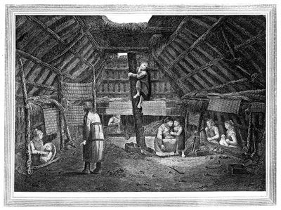 Oonalashka、c1776-1779の家の中。 作： Walker