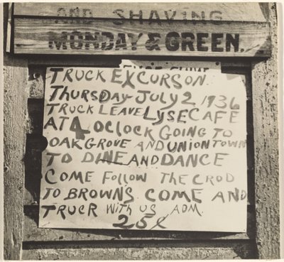 エクスカーションのサイン 作： Walker Evans