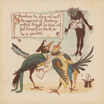 ウォルター・クレイン作『Pothooks and Perseverance』のイラスト（カラーリトグラフ） 作： Walter (after) Crane