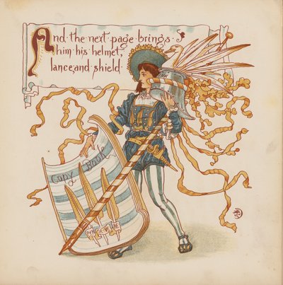 ウォルター・クレイン作『Pothooks and Perseverance』のイラスト（カラーリトグラフ） 作： Walter (after) Crane