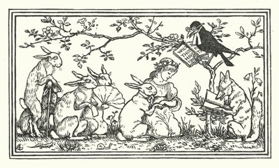 うさぎの嫁入り」（版画 作： Walter (after) Crane