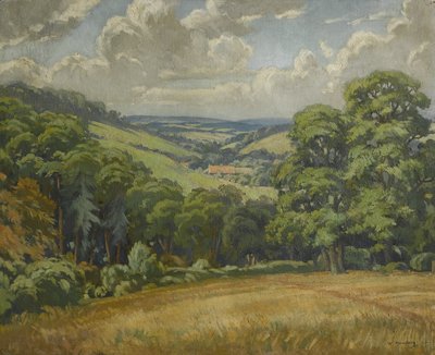 デボンシーン、ウィドクームムーアの近く、1949年頃（キャンバスに油彩） 作： Walter Ashworth