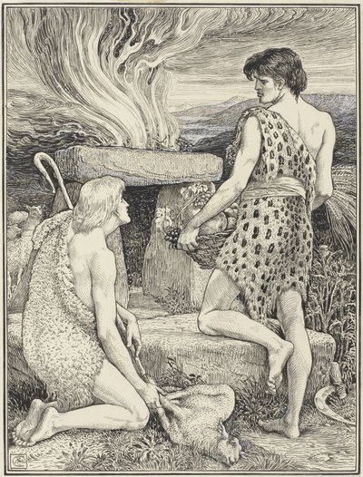 カインとアベル 作： Walter Crane (signed by artist)