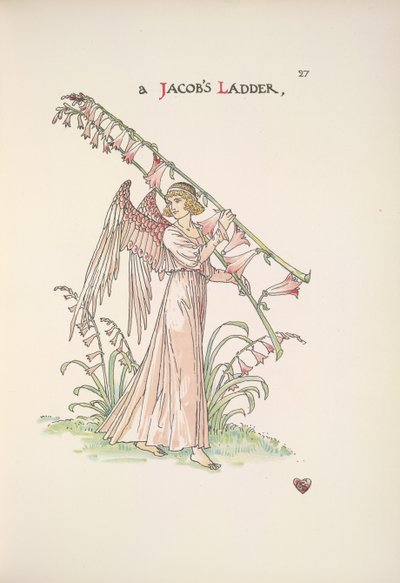 Uma escada de Jacob. Um anjo segurando uma escada feita de plantas 作： Walter Crane
