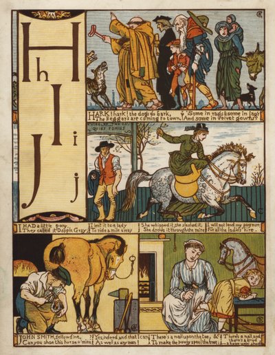 アルファベット（カラーリトグラフ 作： Walter Crane