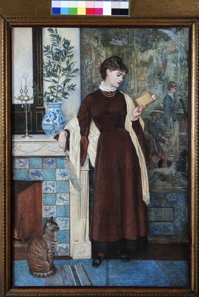 自宅で：肖像画 作： Walter Crane