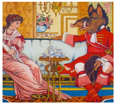 美女と野獣、1874 作： Walter Crane