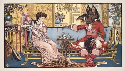 美女と野獣』（Pub.1874年（カラーリトグラフ版 作： Walter Crane