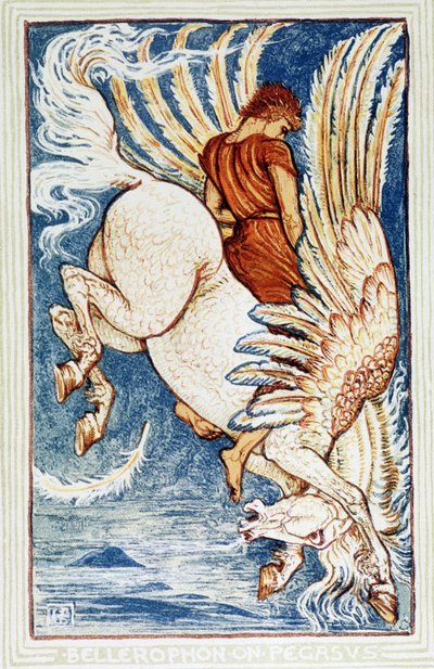 ペガサスのベレロフォン 作： Walter Crane