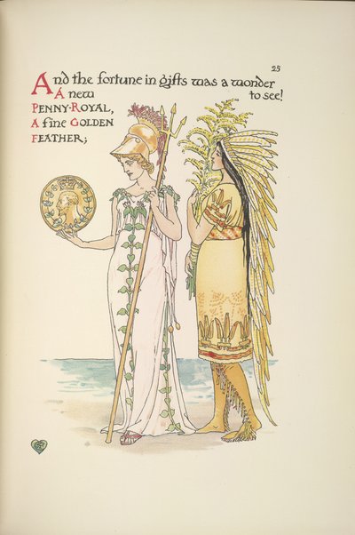 Britannia e uma mulher em traje nativo americano 作： Walter Crane