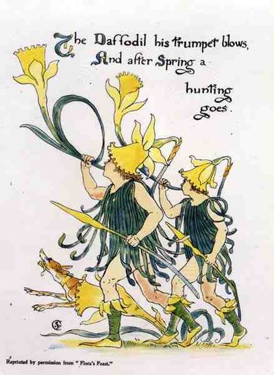 フローラの饗宴」より「水仙のトランペットブロー 作： Walter Crane