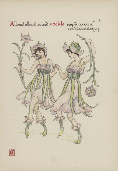 シェイクスピアーの庭の花 作： Walter Crane