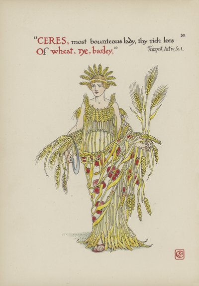 シェイクスピアーの庭の花 作： Walter Crane