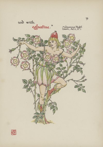 シェイクスピアーの庭の花 作： Walter Crane