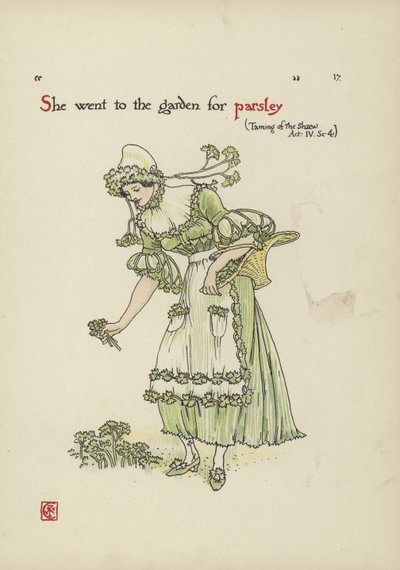 シェイクスピアーの庭の花 作： Walter Crane