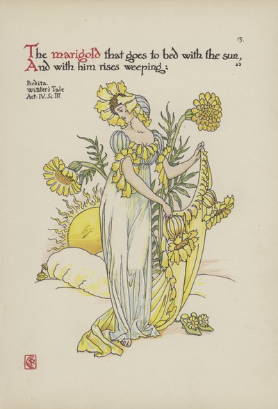シェイクスピアーの庭の花 作： Walter Crane