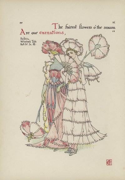 シェイクスピアーの庭の花 作： Walter Crane