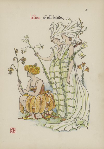 シェイクスピアーの庭の花 作： Walter Crane