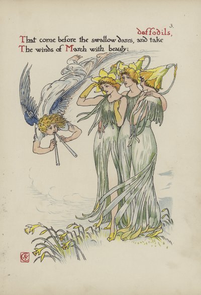 シェイクスピアーの庭の花 作： Walter Crane