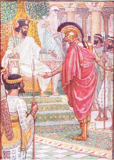 彼は王の前で黙っていた（「ギリシャ物語」より抜粋 作： Walter Crane
