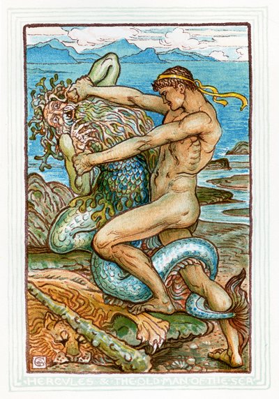 ヘラクレスと海の老人 作： Walter Crane