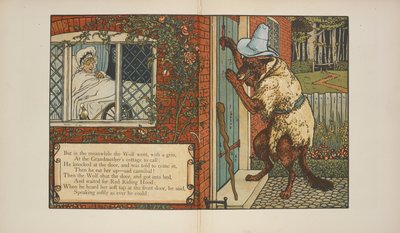 「赤ずきんちゃん」のイラストです。 作： Walter Crane