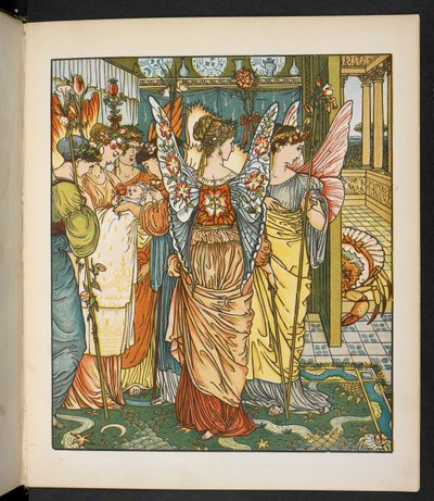 Kuvitus hindille puussa. 作： Walter Crane