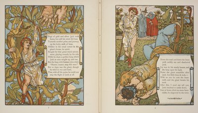 物語「ジャックと豆の木」の挿絵。 作： Walter Crane