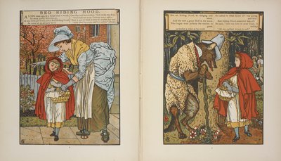 「赤ずきんちゃん」のイラストです。 作： Walter Crane