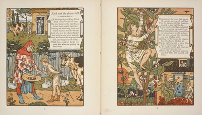物語「ジャックと豆の木」の挿絵。 作： Walter Crane