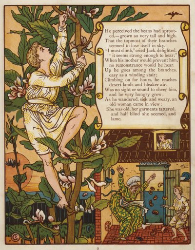 ジャックと豆の木（カラーリトグラフ 作： Walter Crane