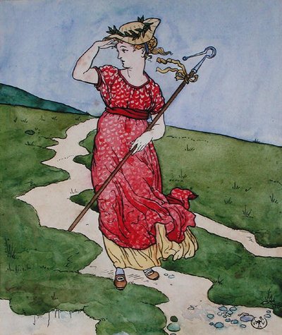 Little Bo-Peep（ボディカラー・紙） 作： Walter Crane