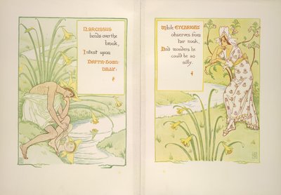 水仙とアイブライト 作： Walter Crane